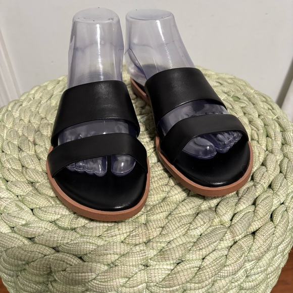 NEW Cole Haan Anica Black Leather Double Strap Slide Flat Sandals Size 7 - Picture 8 of 11
